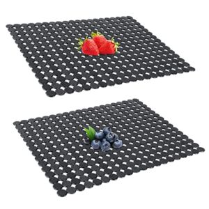 2 Pcs Kitchen Sink Mats, OTHWAY PVC Sink Mat Protector For Stainless/Porcelain Steel Sink, 15.8″ x 11.8″inch XL Mats for Kitchen Sink, Quick Draining Dish Drying Mats (Black)