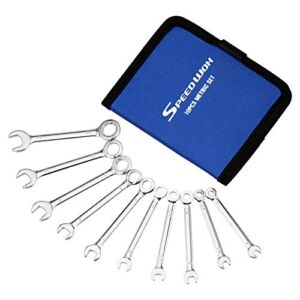 SPEEDWOX 10 Pcs Mini Combination Wrench Set Metric Mini Ignition Wrench Set 4-11mm Open and Box End Small Wrench Set Carbon Steel Spanner with Portable Pouch for Assembling Furniture Small Equipment