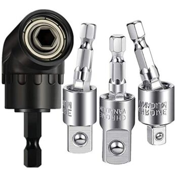 3 Pcs Power Drill Sockets Adapter Sets,360°Rotatable Hex Shank Impact Driver Socket Adapter 1/4″ 3/8″ 1/2″ Impact Driver Adapter and 1Pcs Right Angle Drill 105 Degree Right Angle Screwdriver set Drill | The Storepaperoomates Retail Market - Fast Affordable Shopping
