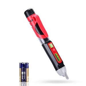 Wintact Non-Contact AC Voltage Detector Pen, 12V-1000V/48V-1000V Dual Range, High/Low Adjustable Sensitive, Live/Null Wire Breakpoint Tester with Flashlight, LCD Flashing Audible Buzzer Alarm