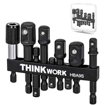 THINKWORK Impact Grade Socket Adapter Set, 9Pcs Drill Bit Adapter, 1/4″,3/8″,1/2″ Drive, with Bit Holder and Storage Case, for Impact Driver & Drill, Cordless Drill & Screwdriver, Power Drill & Driver | The Storepaperoomates Retail Market - Fast Affordable Shopping