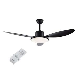 48 Inch Modern Ceiling Fan with Light LED Chandelier Ceiling Fan with Remote Control Black 3 Color Dimming 3 Speed Reverse Timing Eye Protection Energy Saving Summer and Winter Ceiling Fan Light