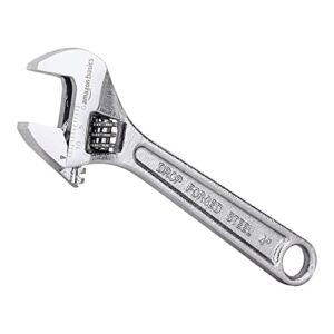 Amazon Basics Adjustable Wrench with Inch/Metric Scale, Chrome-Plated, 4-Inch (100mm)
