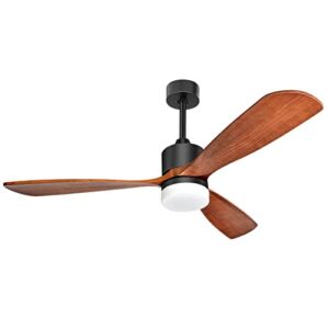 52″ Ceiling Fan with Lights and Remote Control, 6 Speed Level 9 Timer, 3 Downrod( 6″/12″/24″), Quiet Reversible DC Motor Walnut 3 Blades Ceiling Fans for Indoor Outdoor