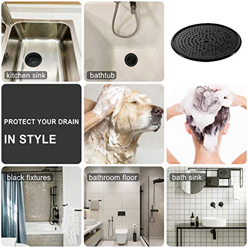 304 Stainless Steel Hair Catcher Shower Drain Cover with Silicone, Shower Stall Drain Strainer, Bathtub Hair Stopper, Bathroom Hair Trap Floor Drain Protector, Matte Black 4.33 Inches Round Flat | The Storepaperoomates Retail Market - Fast Affordable Shopping