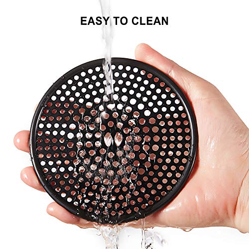 304 Stainless Steel Hair Catcher Shower Drain Cover with Silicone, Shower Stall Drain Strainer, Bathtub Hair Stopper, Bathroom Hair Trap Floor Drain Protector, Matte Black 4.33 Inches Round Flat | The Storepaperoomates Retail Market - Fast Affordable Shopping
