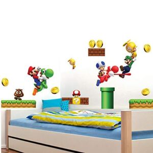 Super Mario Removable Wall Decals Stickers Boys Girls Kids Room Nursery Wall Mural Decor Build a Scene Peel and Stick Wall Decal Stickers