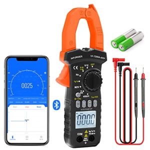 Wireless Bluetooth Clamp Meter,INFURIDER YF-7200APP 6000 Counts Auto-Ranging Digital Voltmeter Ammeter Measures DC AC Volt Amp Ohm Clamp on Multimeter with Capacitance,Temp,Diode Tester