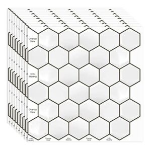 MORCART 12-Sheet Hexagon Peel and Stick Tile Backsplash, 3D Self-Adhesive Subway Tile Sticker, Stick on Kitchen Wall Bathroom Laundry Room Wall (12”x12”)…
