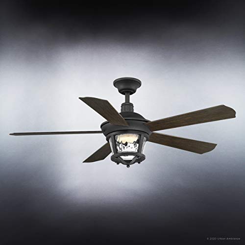 Luxury Modern Farmhouse Indoor / Outdoor Ceiling Fan, Medium Size: 19.5″ H x 52″ W, with Transitional Style Elements, Black Iron Finish, UHP9181 from The Catalina Collection by Urban Ambiance | The Storepaperoomates Retail Market - Fast Affordable Shopping