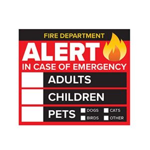 4 Pack – 3″ Emergency Alert People and Pet Finder Sticker/Decal – Adults, Children and Pets – Fire Department and Rescue Safety Alert Decal for Window and Door Application