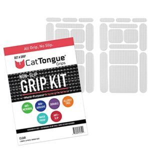 Non-Slip Grip Tape Kit by CatTongue Grips – Durable, Non-Abrasive, Anti-Slip Tape with Pre-Cut Strips for Indoor & Outdoor Use, Customizable & Waterproof for Thousands of Uses (Clear)