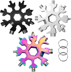 3 Pack-18 In 1 snowflake multitool－Stainless Steel Snowflakes Multi-Tool – 18-in-1 Stainless Multi-tool (Standard, Stainless)