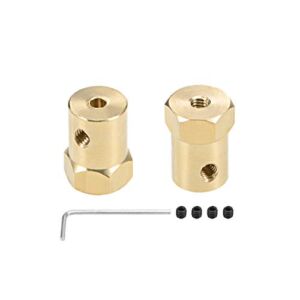 uxcell Hex Coupler 3mm Bore Motor Hex Brass Shaft Coupling Flexible Connector for Car Wheels Tires Shaft Motor 2pcs