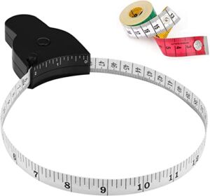 Body Measuring Tape, 2 Pcs Measuring Tape for Body 60 inch (150cm), Lock Pin & Push Button Retract, Soft Tape Measure with Snap Button Closure for Body Sewing Tailor, Black + Multicolor
