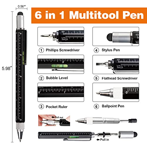 VIBELITE Christmas Gifts for Men Cool Gadgets, Magnetic Pickup Tool and 6 in 1 Multitool Pen with Touch Screen Stylus, Rulers, Bubble Level, Flathead, Phillips Screwdriver, Ballpoint Pen, 2 Pack | The Storepaperoomates Retail Market - Fast Affordable Shopping