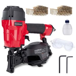 PowerSmart Roofing Nailer, 15 Degree Roofing Nail Gun with Safety Goggles, 3/4-Inch to 1-3/4-Inch Coil Nails, 120 PCS Load Capacity Coil Nailer Kit with 240 PCS Nails