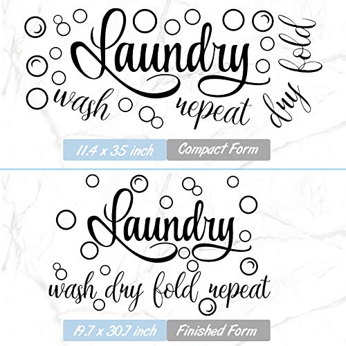 Laundry Room Vinyl Wall Decal Saying Wash Dry Fold Repeat Wall Sticker Bubble Sticker Decals Laundry Art Signs Wall Quote Sticker for Decoration Supplies (19.7 x 30.7 Inch, Black) | The Storepaperoomates Retail Market - Fast Affordable Shopping