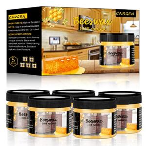 CARGEN Beeswax Furniture Polish, Wood Seasoning Beeswax for Furniture Wood Wax for Dining Table Floor Doors Chairs Cabinets to Protect and Care 5pcs Beeswax Polish and 4pcs Sponges.