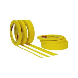 Yellow Painters Tape for Car Paint – Assorted Size Multi Pack 44 Yard – No Residue Automotive Masking Tape for Automotive Paint – Heat Resistant for Paint Booth (1/4 x 1/2 x 1 Inch – 6 Roll)