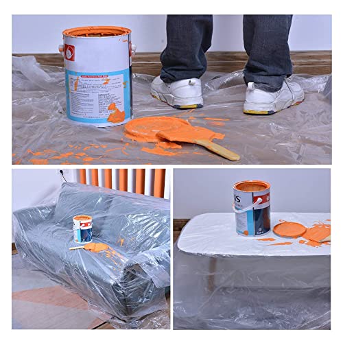 Oiyeefo Clear Plastic Sheeting Drop Cloths for Painting, 5 Pcs 9x12ft Plastic Tarp Waterproof Dustproof Almost Tear Resistance Multi-Purpose Furniture Cover Floor Wall Protection Film | The Storepaperoomates Retail Market - Fast Affordable Shopping