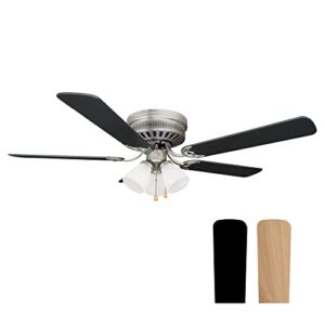 Design House 157388-SN Millbridge 52-Inch Traditional Indoor Tri-Mount Ceiling Fan, Reversible Blades, Light Kit/LED, Satin Nickel