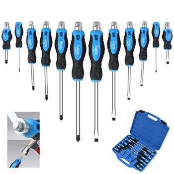 Sunplux 12-Piece Magnetic Screwdriver Set, 6 Phillips & 6 Flat Head Tips Go-Thru Steel Blades Screwdrivers, High Torque Heavy Duty Screwdriver Set with Case | The Storepaperoomates Retail Market - Fast Affordable Shopping