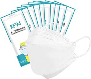 [10 Pack] KF94 Certified Face Mask, [10 Individually Packaged] Premium 4-Layered Protective Safety Mask (White) [Made in KOREA]