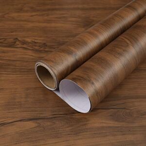 BURGELIY Wood Contact Paper for Cabinets Wood Peel and Stick Wallpaper Countertop Contact Paper 15.7″x80″ Waterproof Removable Brown Counter Top Covers Wood Grain Vinyl Wrap Wall Paper Decorations
