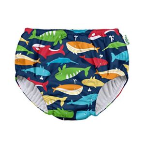 i play. by green sprouts baby boys Pull-up Reusable Absorbent Swimsuit and Toddler Swim Diaper, Navy Whale League, 18 Month US