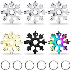 6 Packs Snowflake Multi Tool,18 in 1 Snowflake Multitool,Snowflake Wrench/Bottle Opener/Screwdriver Kit, Stainless Steel Portable Star Tool for Christmas Great Gifts