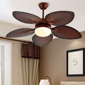 TFCFL 52″ Ceiling Fan with LED Light, Tropical Fandelier Fan with Remote Control 3 Colors 3 Speed Oil Brushed Bronze Palm Leaf for Indoor Bedroom Living Room Dining Room (Bronze)