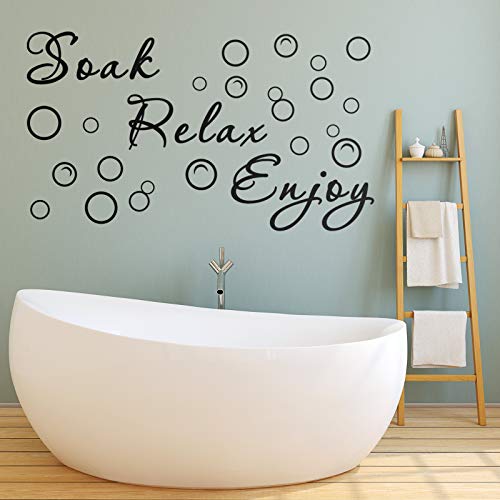 2 Pieces Bathroom Wall Decals Sticker Soak Relax Enjoy Bathroom Rules Wall Sticker Vinyl Quote Wall Art Decor for Home Bathroom (Simple Style, Black) | The Storepaperoomates Retail Market - Fast Affordable Shopping