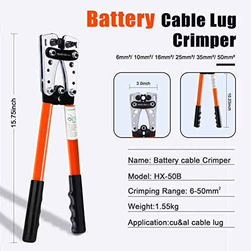Battery Terminal Crimper,Yangoutool Wire Lug Crimping Tool and Battery Terminal Crimper Tool for Heavy Duty Wire Lugs and Battery Terminal,copper Lugs Awg 1/0, 2,4,6,8,10 | The Storepaperoomates Retail Market - Fast Affordable Shopping
