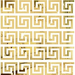 100pcs DIY Acrylic Wall Sticker, DDSKY Removable DIY Mirror Stickers Decal Geometric Greek Key Pattern for Home Bedroom Decor(Silver)