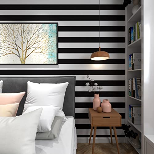 Black and White Wallpaper Peel and Stick Wallpaper for Bedroom Stripe Wall Paper Sticker Pull and Stick Papel Tapiz para Pared Contact Paper for Walls Modern Removable Wallpaper Vinyl Film 118”×18” | The Storepaperoomates Retail Market - Fast Affordable Shopping