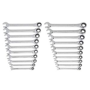 GEARWRENCH 20 Piece SAE/Metric Ratcheting Combination Wrench Set – 35720A-02