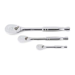 GEARWRENCH 3 Piece 1/4″, 3/8″ & 1/2″ Drive 84 Tooth Full Polish Teardrop Ratchet Set – 81206A-07