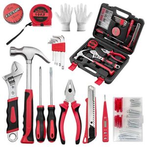 68 Pieces Tool Set,Tool Kit For Home With Storage Case (Black Red)