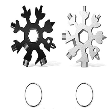 GADIEDIE 2 Pcs 18-in-1 Snowflakes Multi Tool,Great Christmas Gift, Stainless Steel Snowflake Bottle Opener,Definitely a Winner for The Kitchen Drawer or Glove Compartment(Black/Silver） | The Storepaperoomates Retail Market - Fast Affordable Shopping