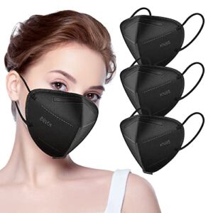 Eventronic KN95 Face Mask 50 Pack, 5-Layer Breathable Cup Dust Mask with Elastic Earloop and Nose Bridge Clip, Air Pollution, Black