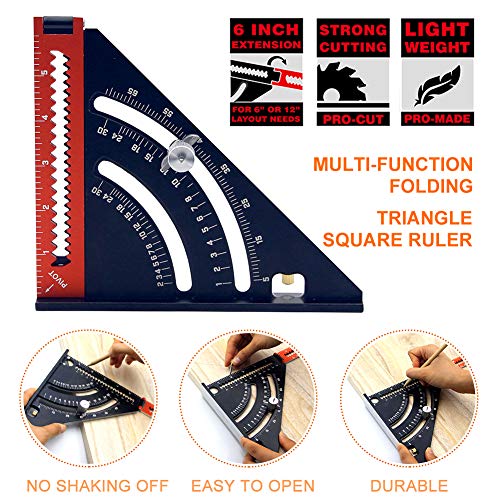 Folding Triangle Square Ruler, Goniometer Triangle Square Ruler with Base, Magnet Woodworking Extendable Layout Tool, Measuring Tool for Carpentry Construction | The Storepaperoomates Retail Market - Fast Affordable Shopping