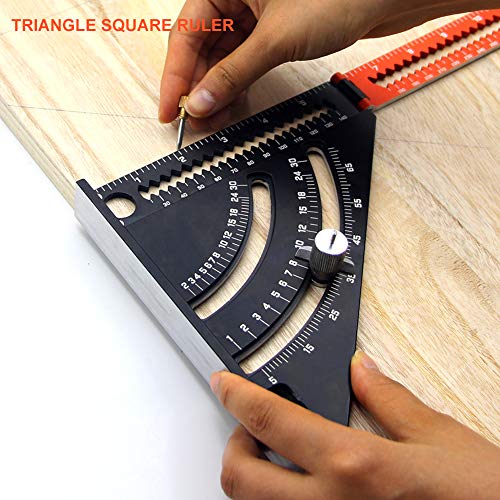Folding Triangle Square Ruler, Goniometer Triangle Square Ruler with Base, Magnet Woodworking Extendable Layout Tool, Measuring Tool for Carpentry Construction | The Storepaperoomates Retail Market - Fast Affordable Shopping