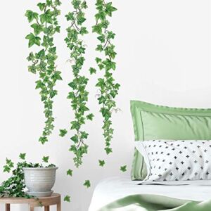 decalmile Hanging Vine Wall Decals Evergreen Ivy Leaves Wall Stickers Bedroom Living Room Sofa TV Background Wall Art Decor