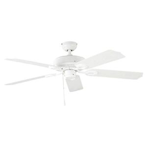 Amazon Basics 52-Inch Indoor Outdoor Ceiling Fan – Five White Blades, White Finish