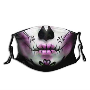 Beautiful Skull Face Mask Reusable Washable Face/Mouth Cover For Man & Women With 2 Pcs Filters Balaclava