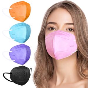 AHOTOP KN95 Mask, KN95 Face Masks, Individually Wrapped Face Masks, Colorful Fashion Breathable Cup Dust Masks with Nose Wire for Women Men Teen Adults Outdoor Workout, 5 Layer Filter Efficiency≥95%, 20 Pack