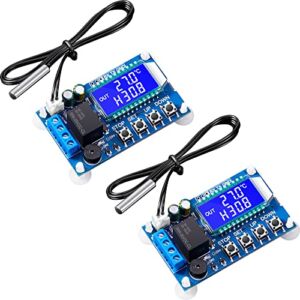 2 Pieces XY-T01 Electronic Temperature Controller, DC 6 – 30V 24V Digital Temperature Control Module -50°C to 100°C Digital Thermostat Temperature Control Switch Boards with Waterproof NTC Probe