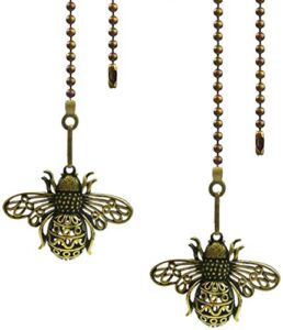 Hyamass 2pcs 12 inch Vintage Queen Bee Charm Pendant Ceiling Fan Danglers Fan Pulls Chain Extender with Ball Chain Connector