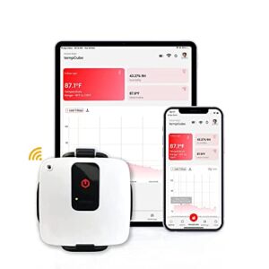 tempCube WiFi Temperature & Humidity Sensor. Wireless Remote Temperature Monitor, Data Logger, USB-Powered Rechargeable Battery. Fee iOS/Android App. 24/7 Email Alerts, Prevent Server Downtime